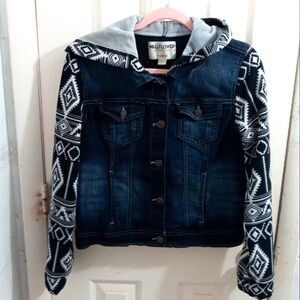 Wallflower Tribal Aztec Women Jeans Jacket Size Large